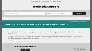 Why is my ESO login not working on Bethesda.net? - Bethesda Support