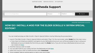 How do I install a mod for The Elder Scrolls V ... - Bethesda Support