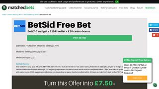 BetSid Free Bet - Matched Betting