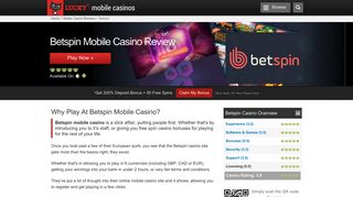 Betspin Mobile Casino Review - Lucky Mobile Casinos