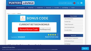 Betsson Bonus Code: Sign Up Offer Promo Codes (February 2019)