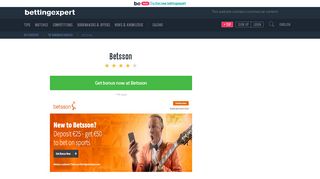 Betsson Bonus - Deposit €25 & Get €50 Sports Bets - bettingexpert