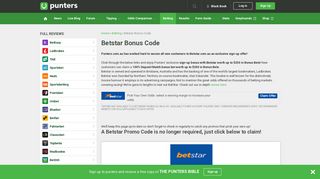 Betstar Bonus Code - Claim your $250 bonus here! - Punters