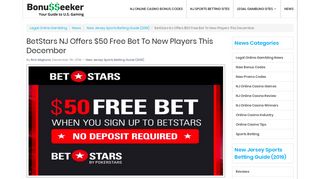 BetStars NJ Offers $50 Free Bet To New Users During December