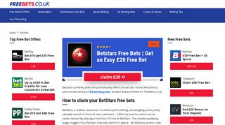 Betstars Free Bet - Claim £20 Bonus Bet | Freebets.co.uk