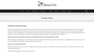 Privacy Policy | Bettafish.org