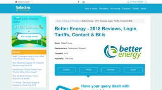 Better Energy - 2018 Reviews, Login, Tariffs, Contact & Bills | Selectra