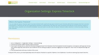 Organization Settings: Express Timeclock - Volunteer Impact Help