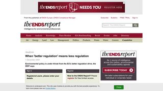 Better regulation? | Login | The ENDS Report