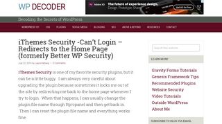 iThemes Security -Can't Login – Redirects to the Home ... - WP Decoder