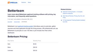 Betterteam Summary, Pricing, Key Info and FAQs - The SMB Guide