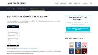 Betting Mastermind Mobile App - Product Updates | Mike Cruickshank