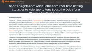 SportsInsights.com Adds BetUs.com Real-time Betting Statistics to ...