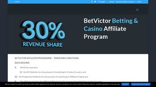TERMS & CONDITIONS | BETVICTOR AFFILIATES