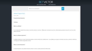 BetVictor Help Centre - Affiliate Program FAQ's
