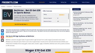 BetVictor Free Bet - Bet £5 Get £30 in Sports Bonus | Freebets.com
