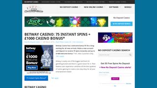 Betway Casino: 75 Instant Spins + £1000 Casino Bonus* - New No ...