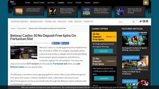Betway Casino 10 No Deposit Free Spins On Fortunium Slot ...
