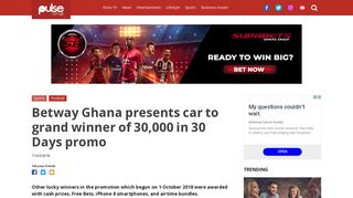 Betway Ghana presents car to grand winner of 30,000 in 30 Days ...