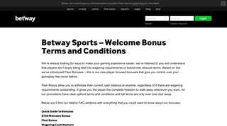 Betway - Welcome Bonus Terms and Conditions