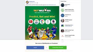 BetWazobia - Predict, Bet, and Win! Follow Live and Log on... | Facebook