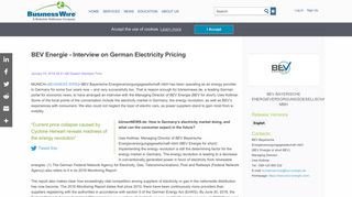 BEV Energie - Interview on German Electricity Pricing | Business Wire