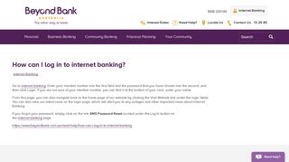 How can I log in to internet banking? - Beyond Bank