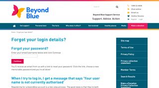 Forgot your login details - Beyondblue