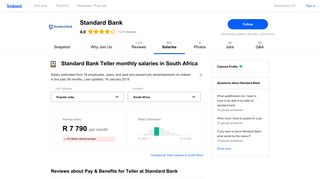 Standard Bank Teller Salaries in South Africa | Indeed.co.za