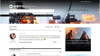 Solved: Can't Login to Battlelog to play BF4 - Answer HQ