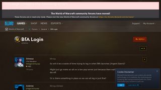 BfA Login - World of Warcraft Forums - Blizzard Entertainment