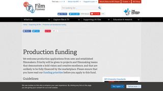 Production funding | BFI