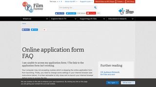 Online application form FAQ | BFI