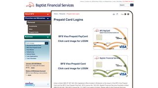 Prepaid Card Logins - Baptist Financial Services