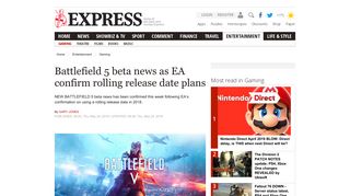 Battlefield 5 beta news as EA confirm rolling release date plans ...
