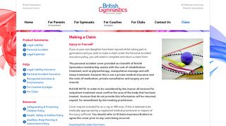 British Gymnastics Insurance Centre > Claim