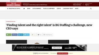BG Staffing CEO Beth Garvey says finding talent is company's biggest ...