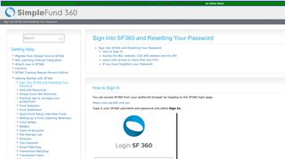 Sign Into SF360 and Resetting Your Password - Simple Fund 360 ...