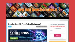 bgo Casino: 60 Free Spins No Wager! - New Free Spins No Deposit