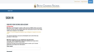 BGS Member Portal > Home > Sign In - Beta Gamma Sigma