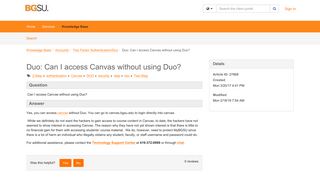 How do I access Canvas without using Duo? - TeamDynamix