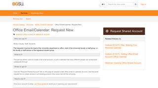 Service - Office Email/Calendar: Requ... - TeamDynamix