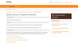 Service - BGSU Account: Forgotten Pas... - TeamDynamix