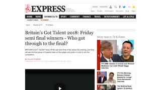 Britain's Got Talent 2018: Friday semi final winners - Who got through ...
