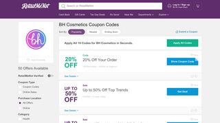 20% Off BH Cosmetics Coupons, Promo Codes + $10 Cash Back