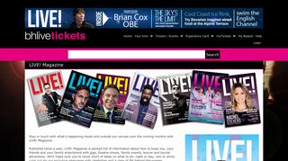 LIVE! Magazine | BH Live Tickets