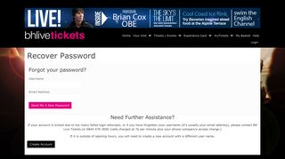 Forgot your password? - BH Live Tickets