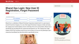 Bharat Gas Login: New User ID Registration, Forgot Password - My ...