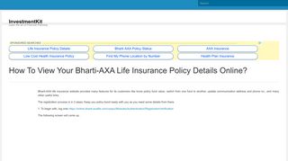 How to view your Bharti-AXA Life Insurance policy details online ...