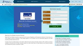 Bharti Axa Two Wheeler Insurance - Online Renewal, Reviews ...